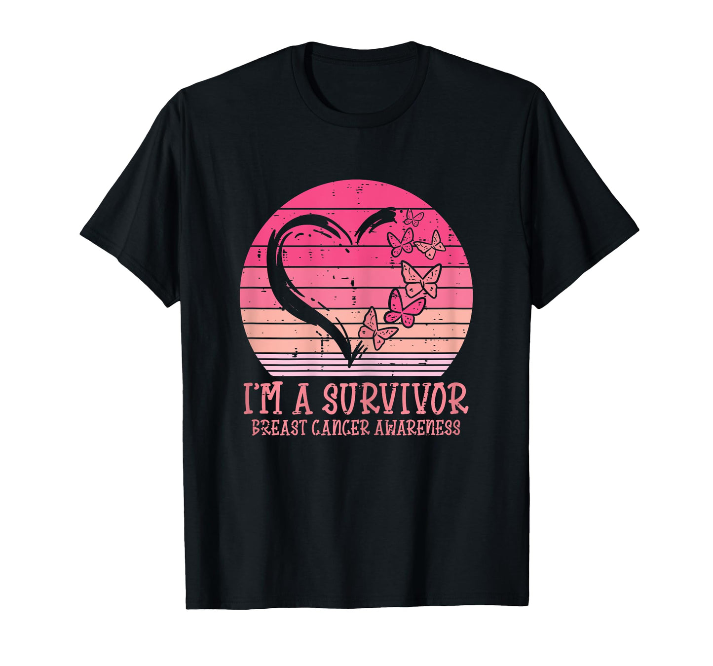 Im A Survivor Heart Butterfly Breast Cancer Awareness Gift T-Shirt