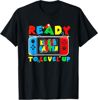 Retro Back To School Kindergarten Ready To Level Up Gamer T-Shirt