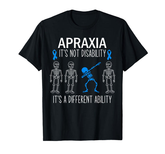 Apraxia Awareness Dabbing Different Ability Blue Ribbon T-Shirt