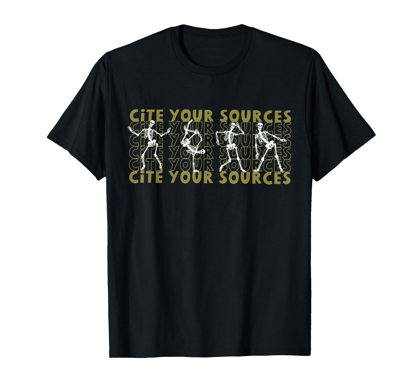 Halloween English Teacher Skeleton Dancing Cite Your Sources T-Shirt