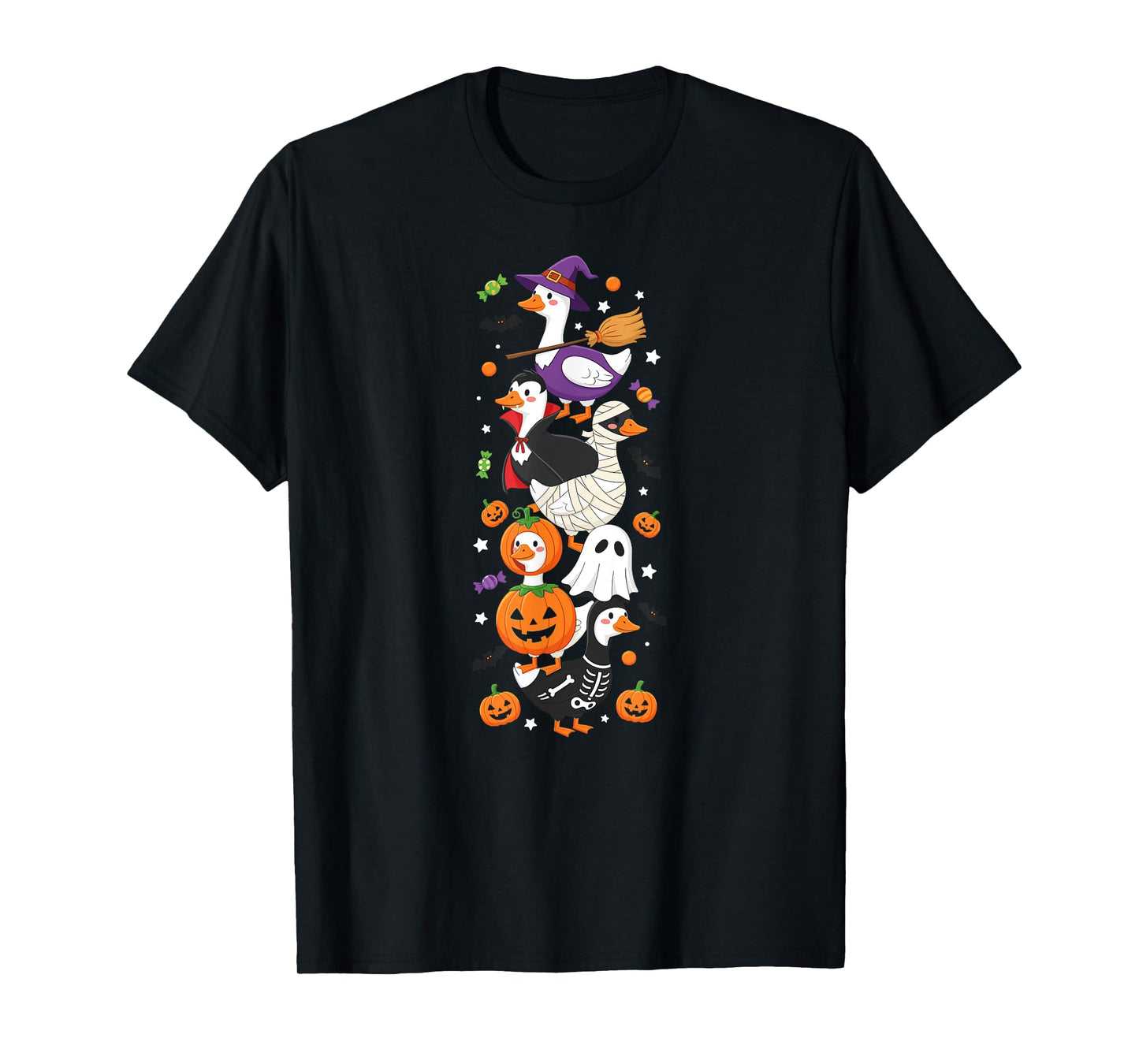 Funny Goose Witch Vampire Ghost Halloween Kids Mens Womens T-Shirt