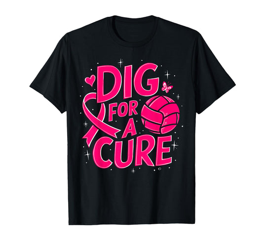 Dig For A Cure Breast Cancer Awareness Volleyball Pink T-Shirt