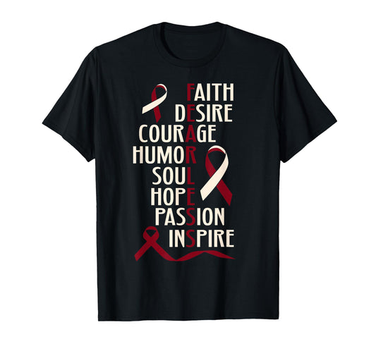 Oral Head Neck Cancer Awareness Fearless Inspirational T-Shirt