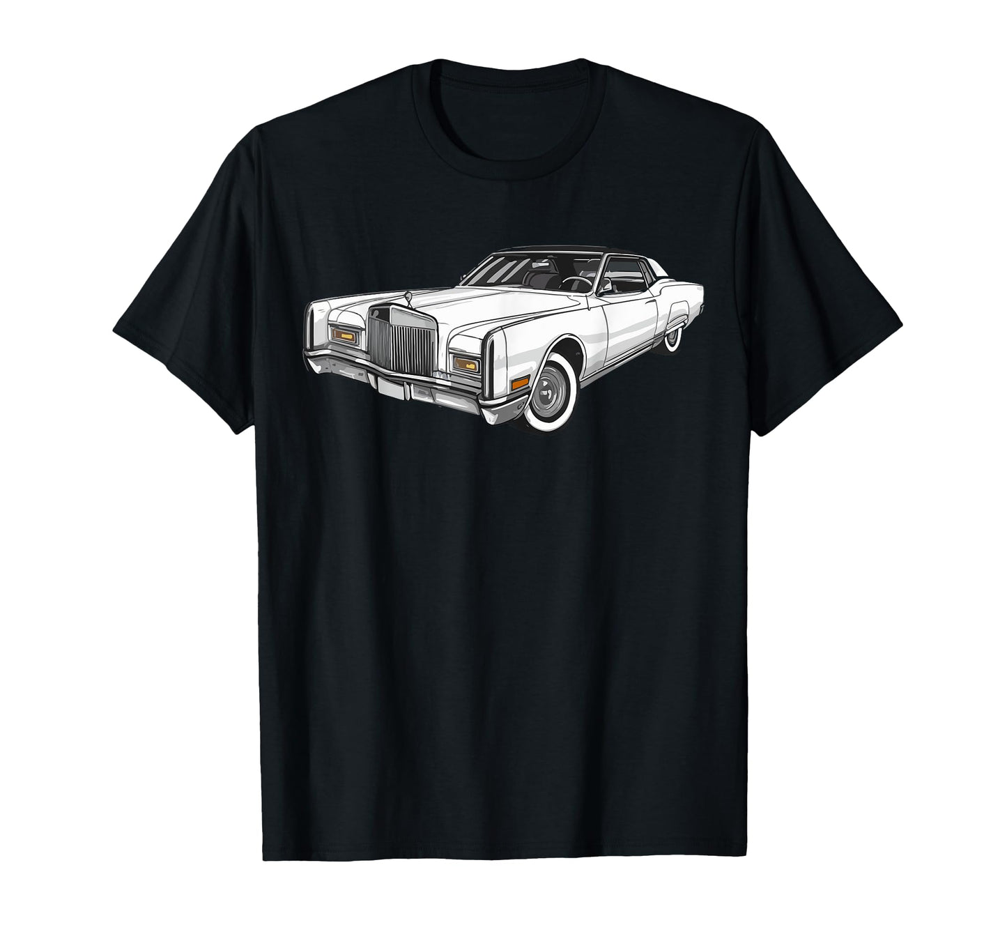 Classic Car 1967 vintage Lincoln Continental outline graphic (white) T-Shirt, Small, Black