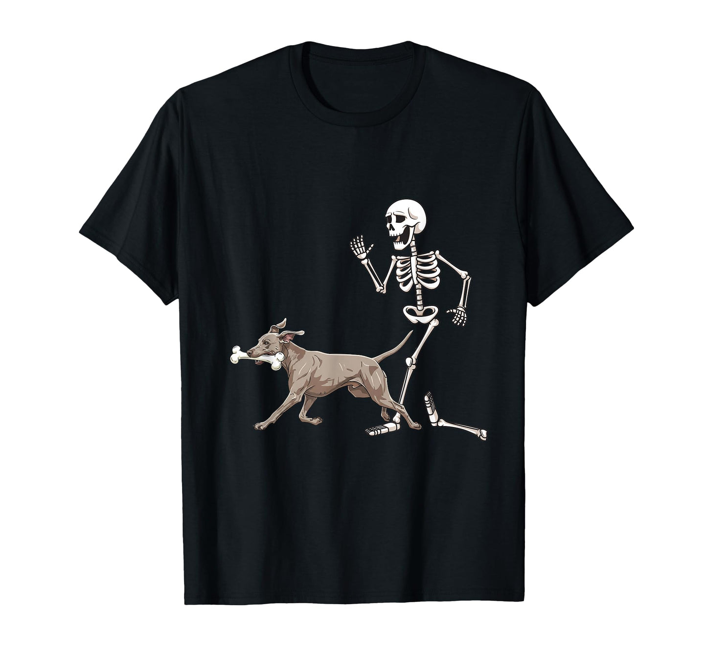 Funny Halloween Weimaraner and Skeleton T-Shirt