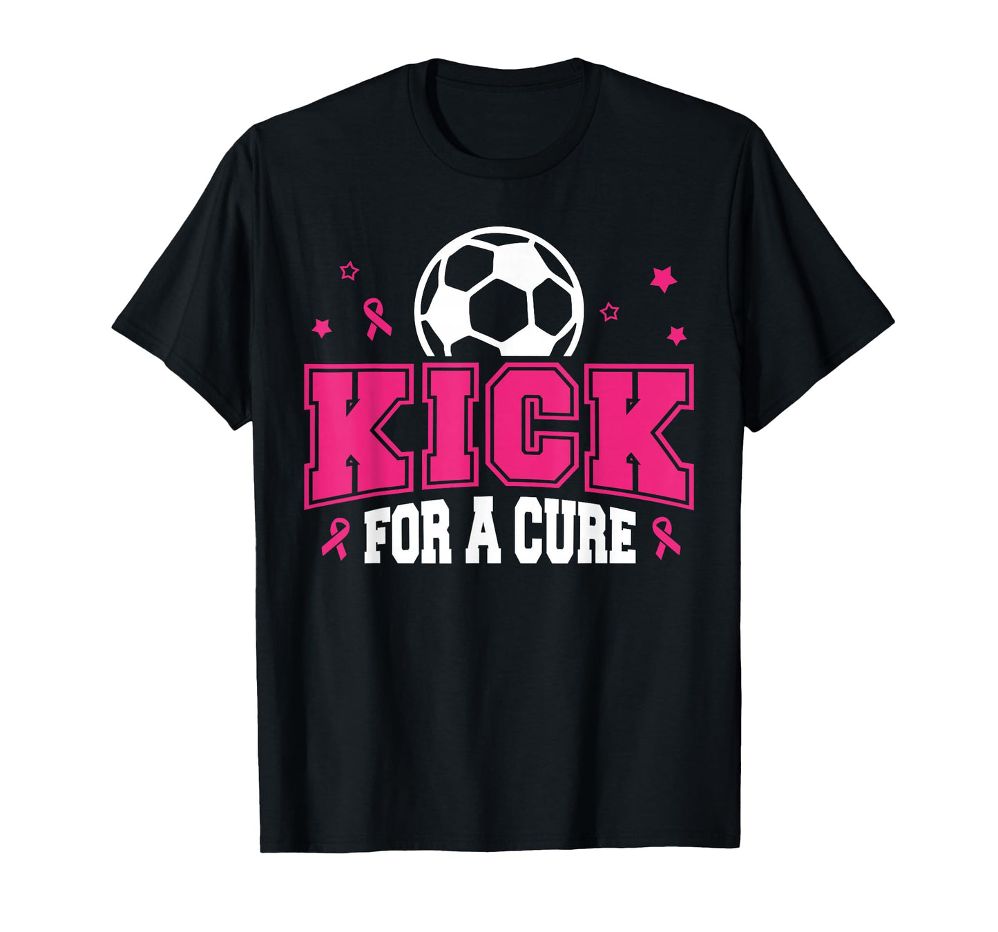 Kick for a Cure Soccer Breast Cancer Awareness Pink Ribbon T-Shirt