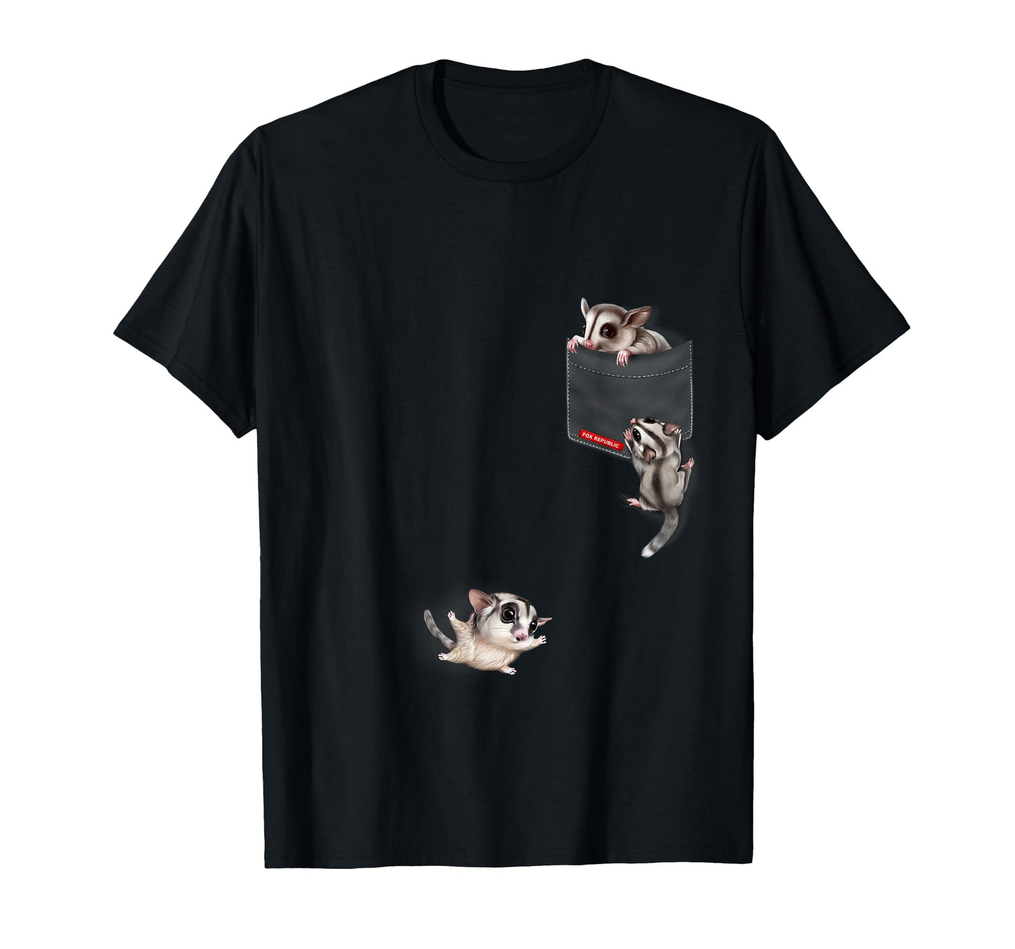 Happy Sugar Gliders Playing Around a Cute Pocket T-Shirt