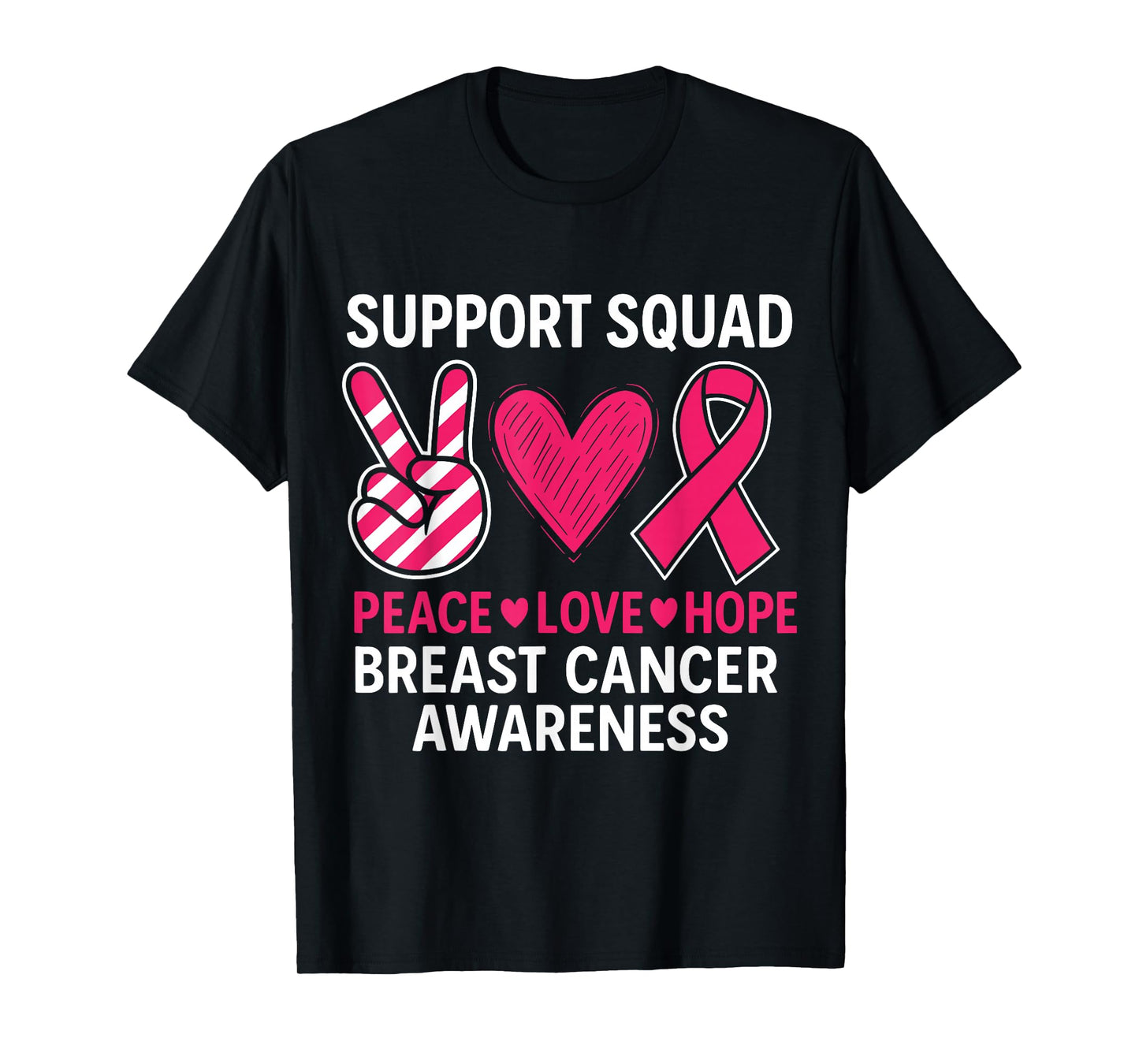Support Squad Breast Cancer Awareness Groovy Pink Ribbon T-Shirt