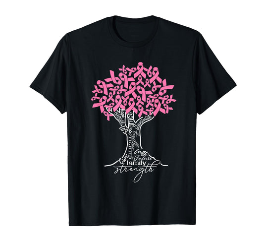 In October We Wear Pink Tree Ribbon Breast Cancer Awareness T-Shirt