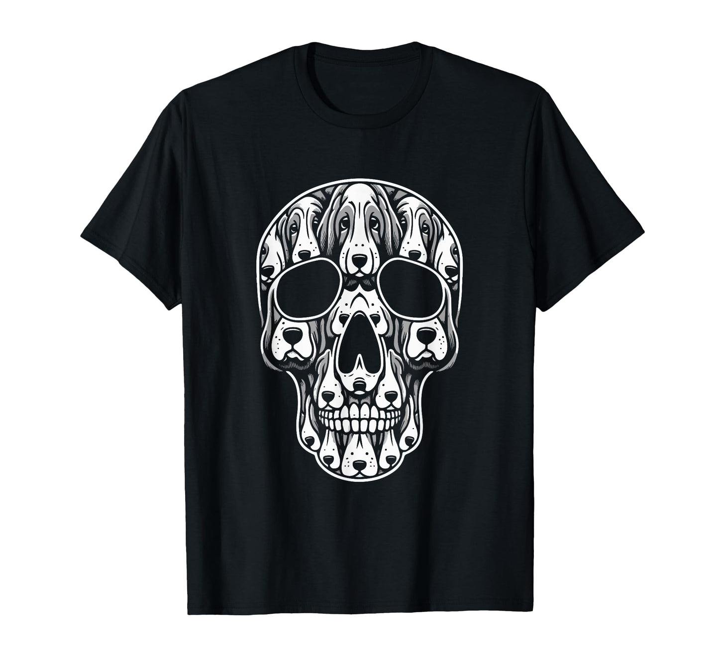 Group Basset Hounds As Halloween Skull Costume Dog Owner T-Shirt