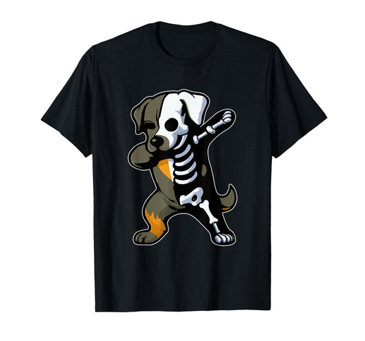Dabbing Cane Corso Half Skeleton Halloween Costume Owner T-Shirt