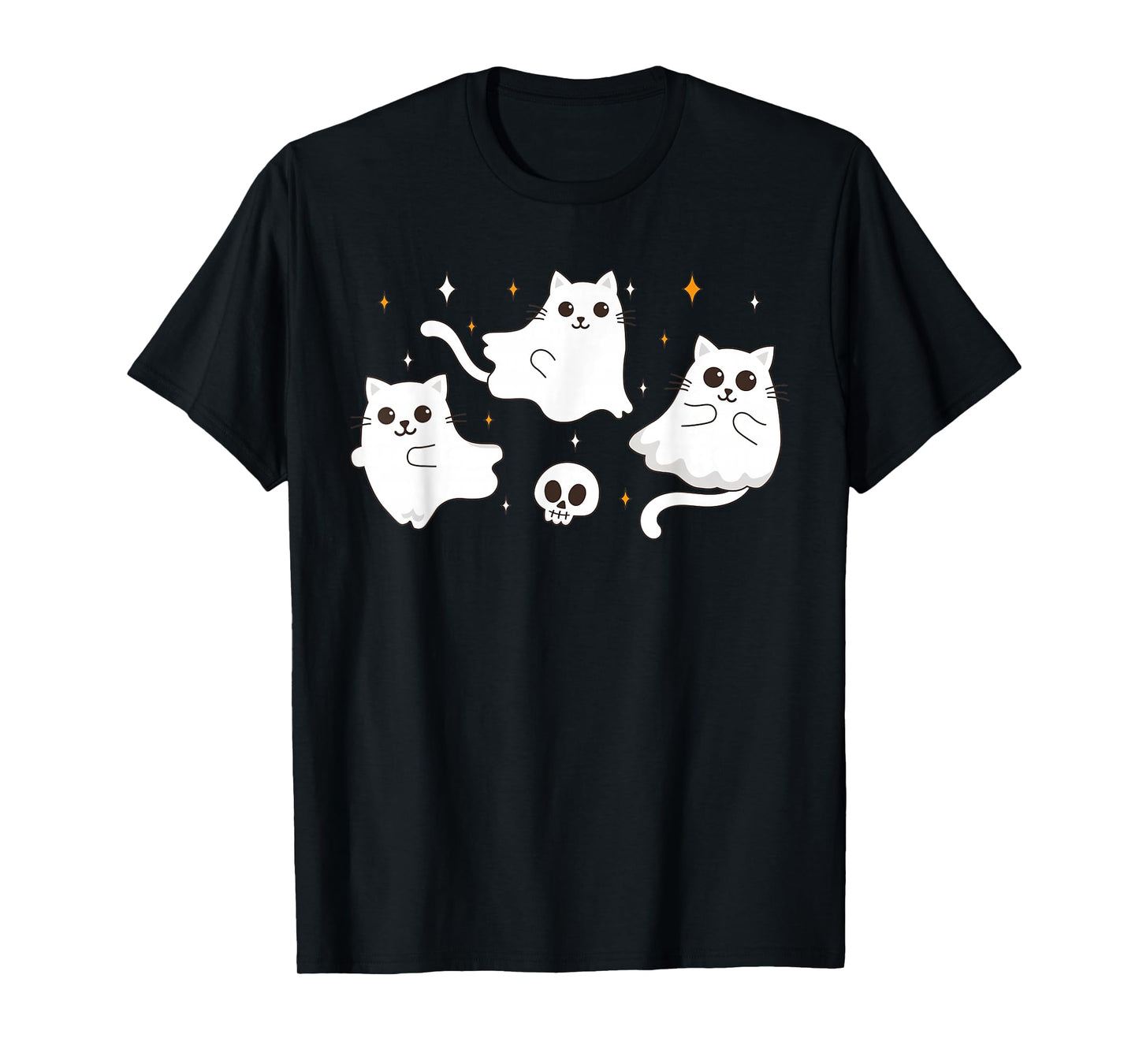 Spooky Cat Ghost Boo Halloween Girls Kids Women T-Shirt