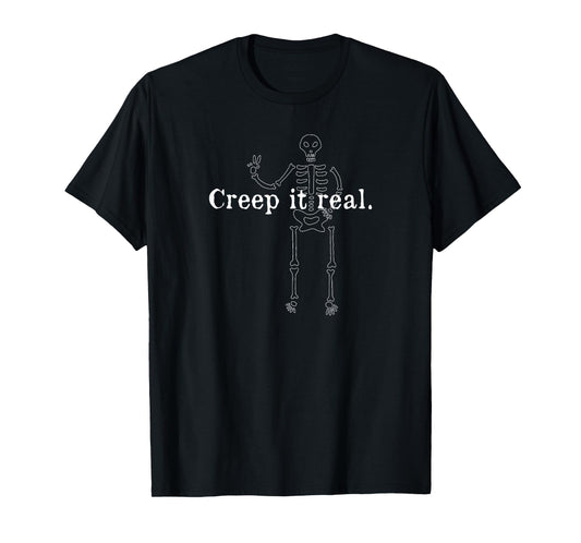 Creep It Real - Skeleton Peace Sign Graphic T-Shirt