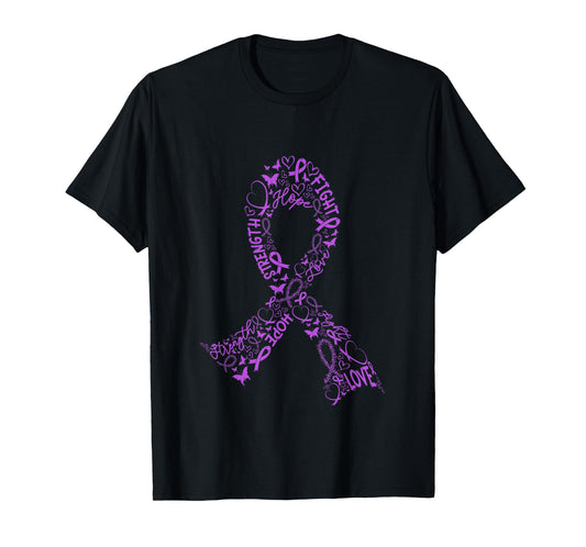 Pancreatic Cancer Fight Warrior Purple Ribbon Awarene T-Shirt