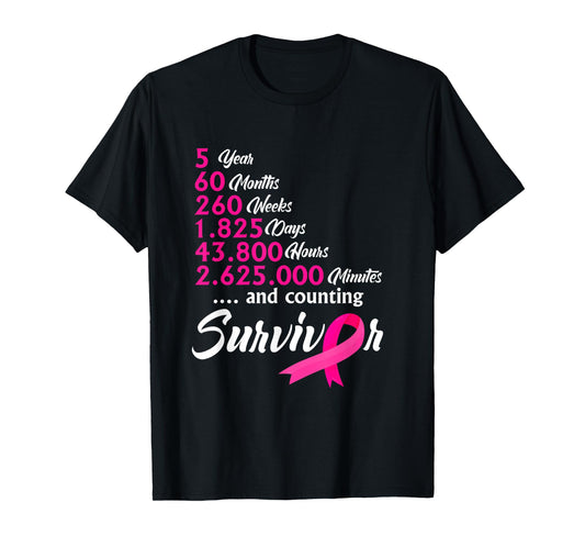 Five 5 Year Survivor Breast Cancer T-Shirt