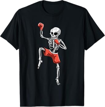 Skeleton Muay Thai Halloween Kickboxing MMA Fighter Costume T-Shirt