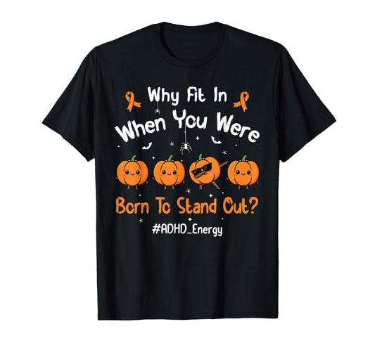 Cute Dabbing Pumpkin Halloween Embrace ADHD Awareness Kids T-Shirt