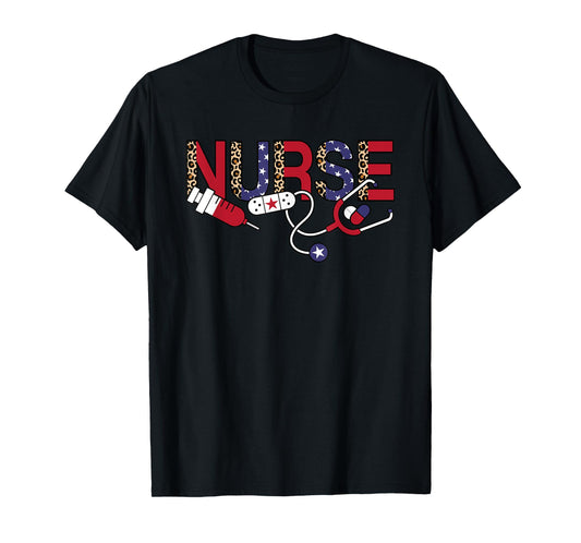 4th Of July Patriotic Nurse American Flag USA Nursing Women T-Shirt