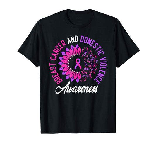 Domestic Violence and Breast Cancer Awareness Sunflower T-Shirt