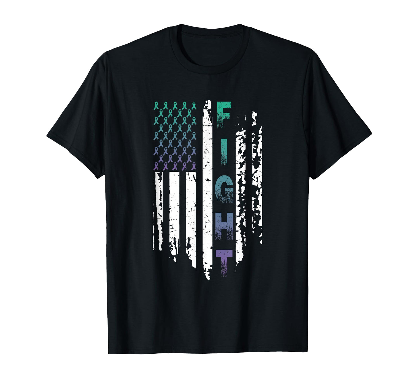 Fight Cancer USA Flag T Shirt Anal Cancer Awareness Shirt Women Men T-Shirt