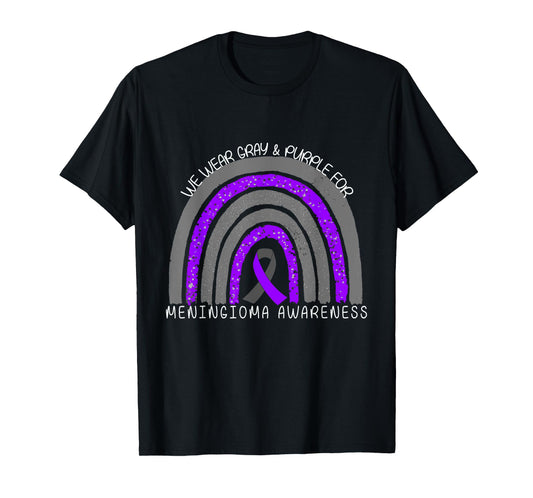 we wear gray and purple rainbow for meningioma awareness T-Shirt