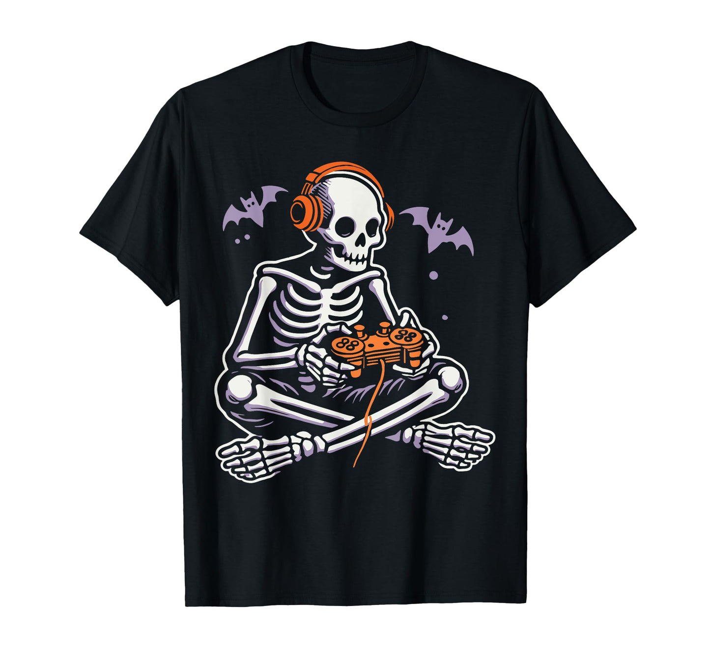 Spooky Skeleton Playing Video Games, Halloween Day Gamer T-Shirt