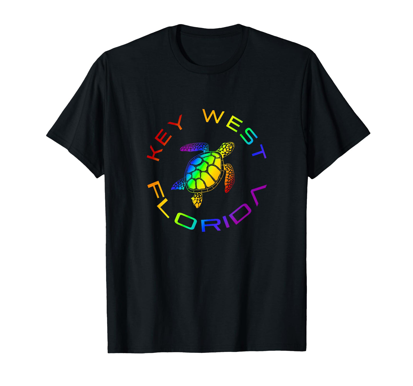 Florida Key West Rainbow Sea Turtle Stylish Beach T-Shirt