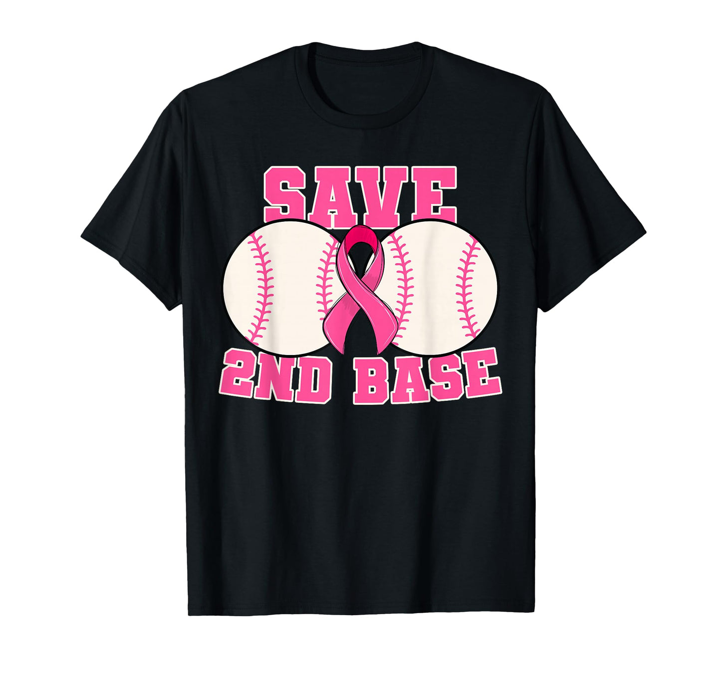 Save Second 2nd Base Breast Cancer Survivor Funny Baseball T-Shirt