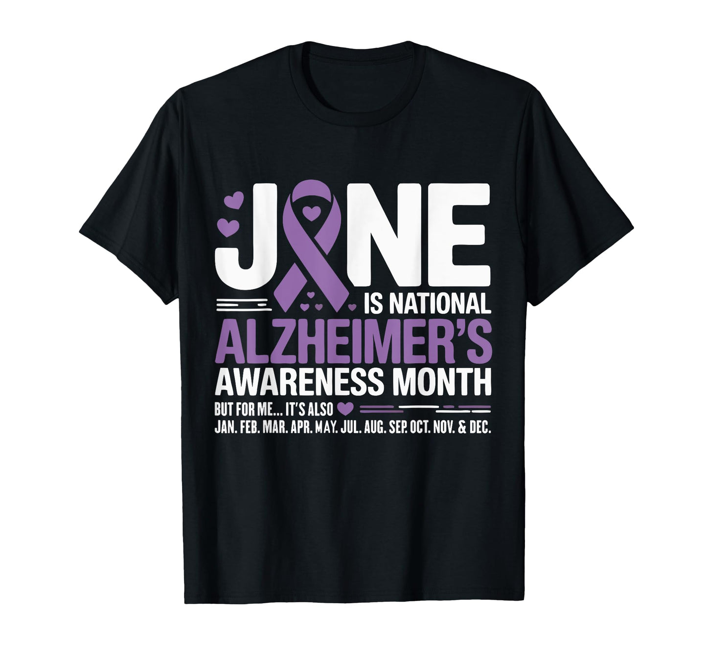 In June We Wear Purple Alzheimer's Awareness Purple Ribbon T-Shirt