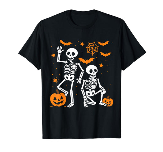 Dance Pumpkin Skeleton Scary Halloween Men Women Boys Girl T-Shirt