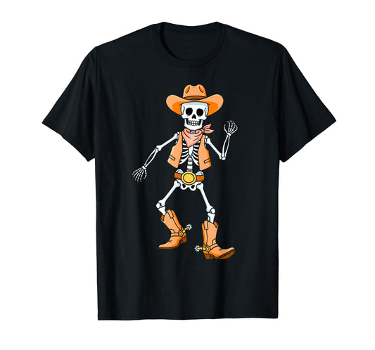 Dabbing Skeleton Cowboy Halloween Costume Kids Boys Men T-Shirt