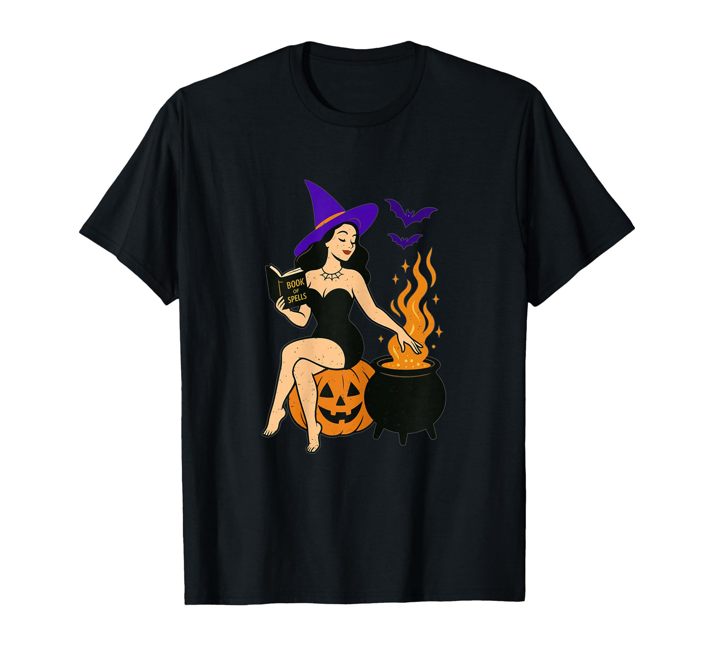 Witch Pumpkin Halloween Spells Spooky Season Women T-Shirt