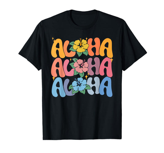 Aloha Hawaiian Summer Vacation Flower Hibiscus Kids Girl T-Shirt