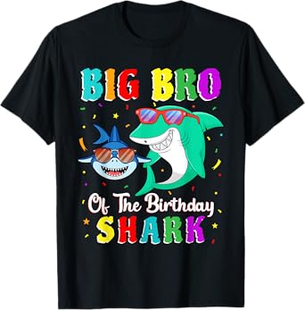 Big Bro Of The Shark Birthday Family Birthday Little Brother T-Shirt