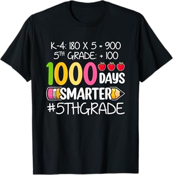 1000 Days Smarter Fifth 5th Grade Teacher Student School T-Shirt