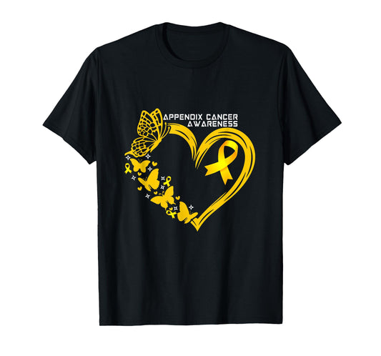 Appendix Cancer Awareness Heart Appendix Cancer Warrior T-Shirt