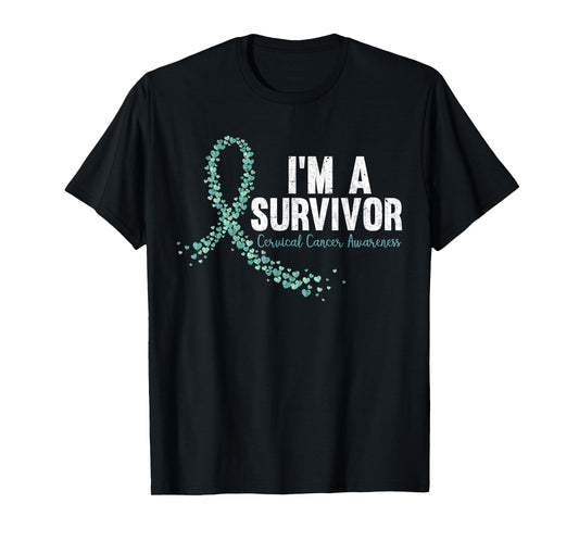 Im A Survivor Teal Ribbon Cervical Cancer Awareness T-Shirt