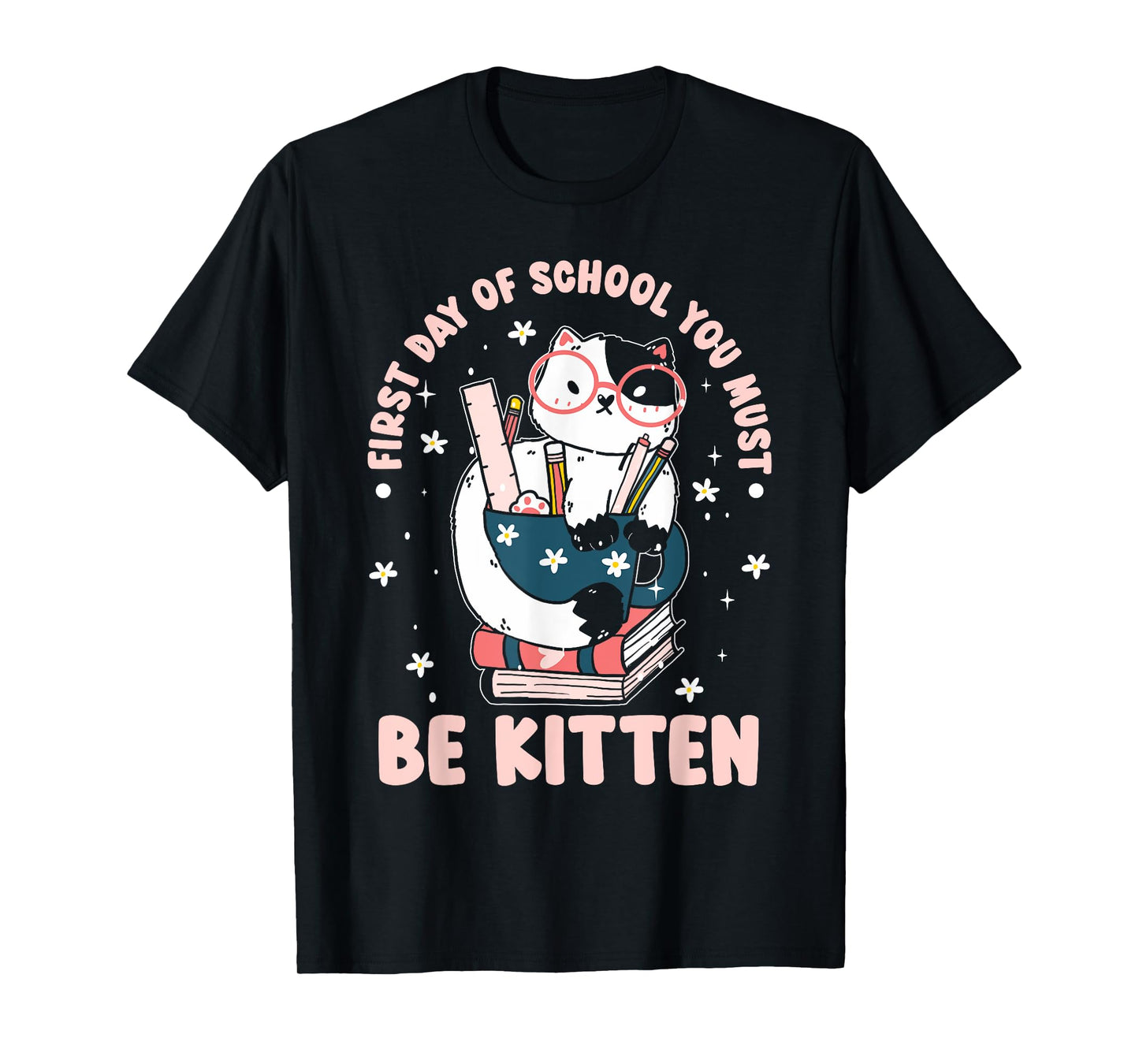 Cute Cat First Day Of School T-Shirt for Men Women Kids