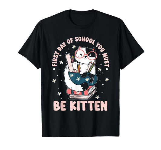 Cute Cat First Day Of School T-Shirt for Men Women Kids