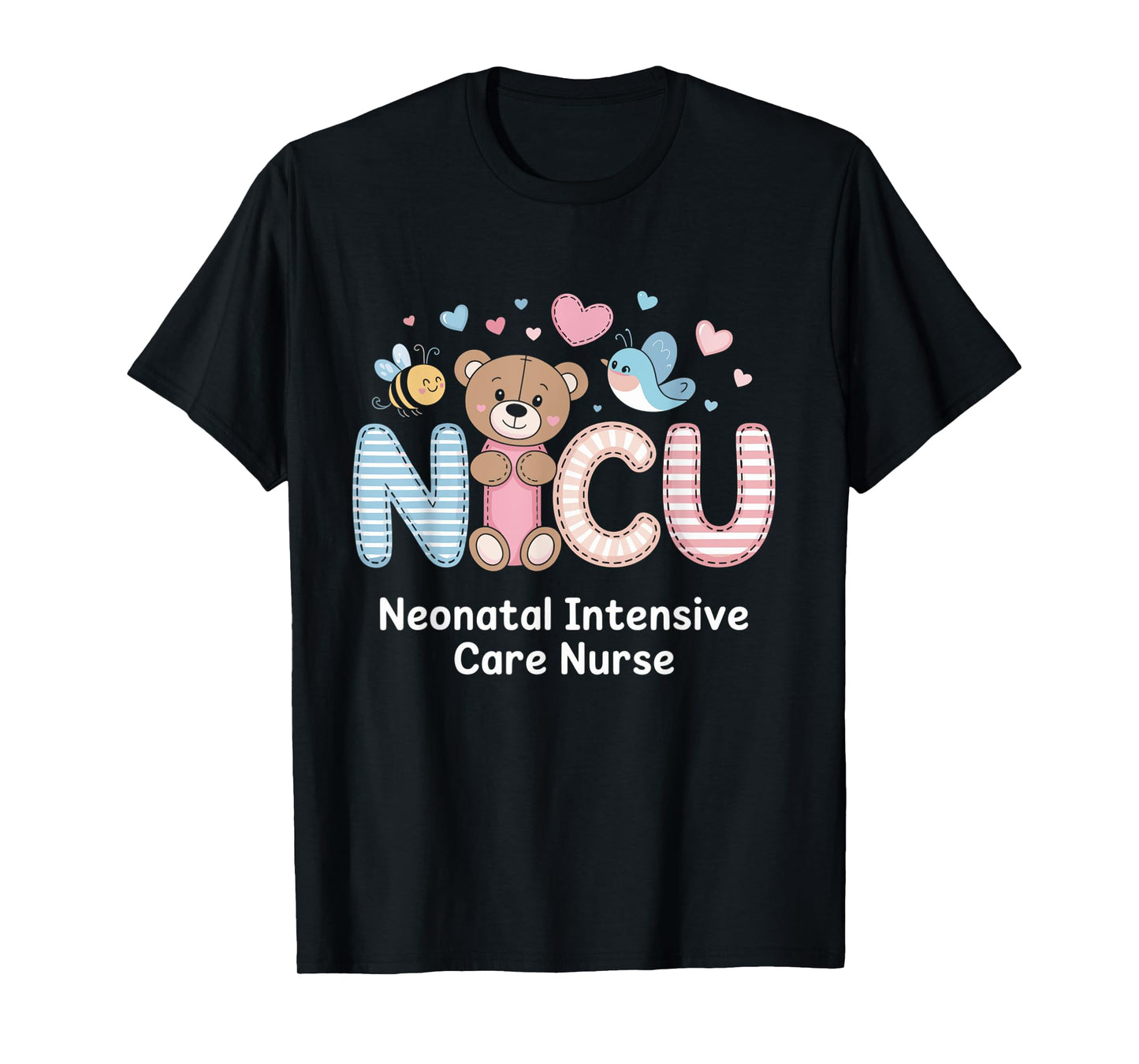 NICU Nurse Cute Teddy Bird Heart Nurse Day T-Shirt