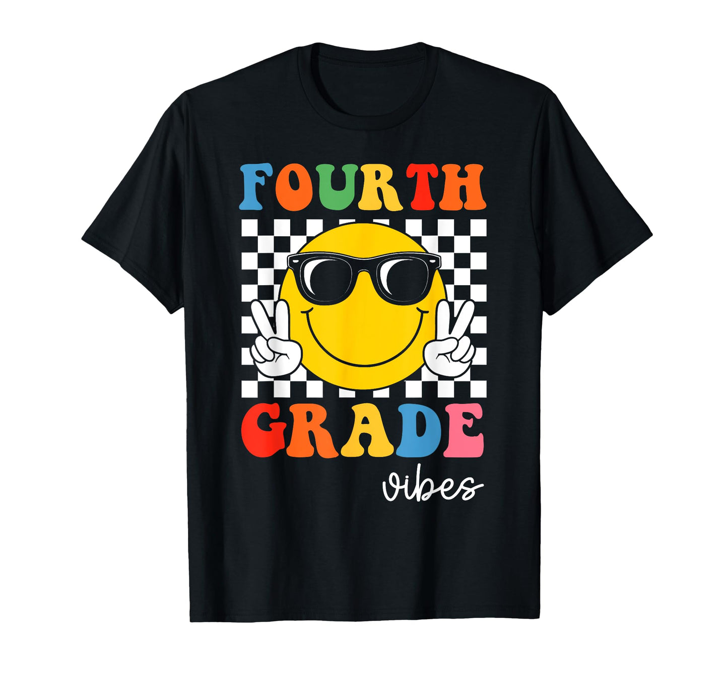 Fourth Grade Vibes Retro Smile Teacher Kids Team 4th Grade T-Shirt
