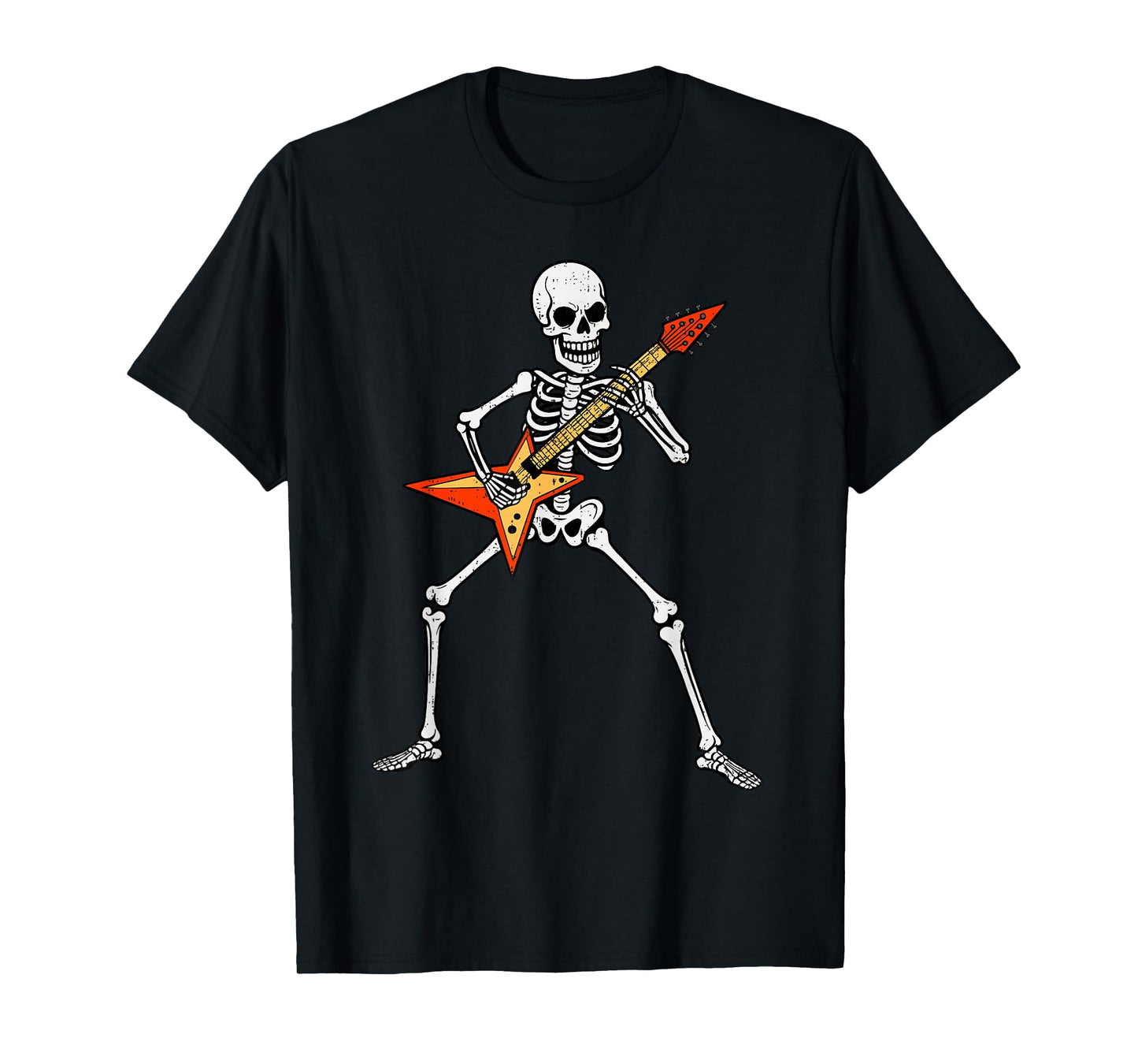 Skeleton Playing Guitar Rock Music Spooky Halloween Rocker T-Shirt