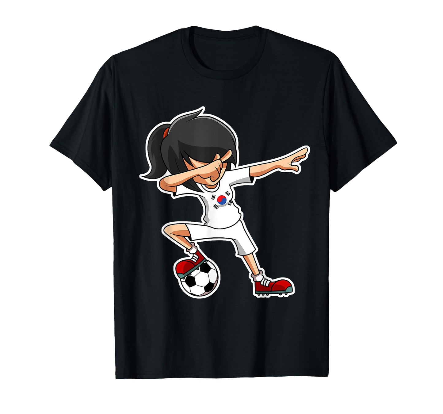 Dabbing Soccer Girl South Korea Shirt, Korean Flag Jersey T-Shirt