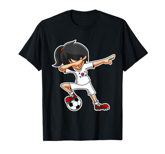 Dabbing Soccer Girl South Korea Shirt, Korean Flag Jersey T-Shirt