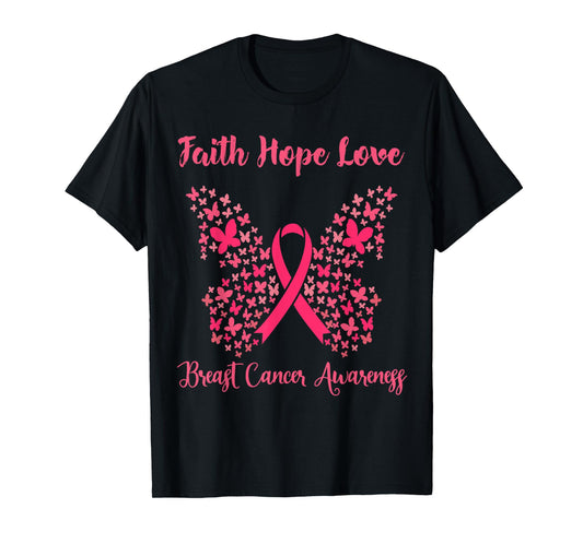 Women's Faith Hope Love Breast Cancer T-Shirt