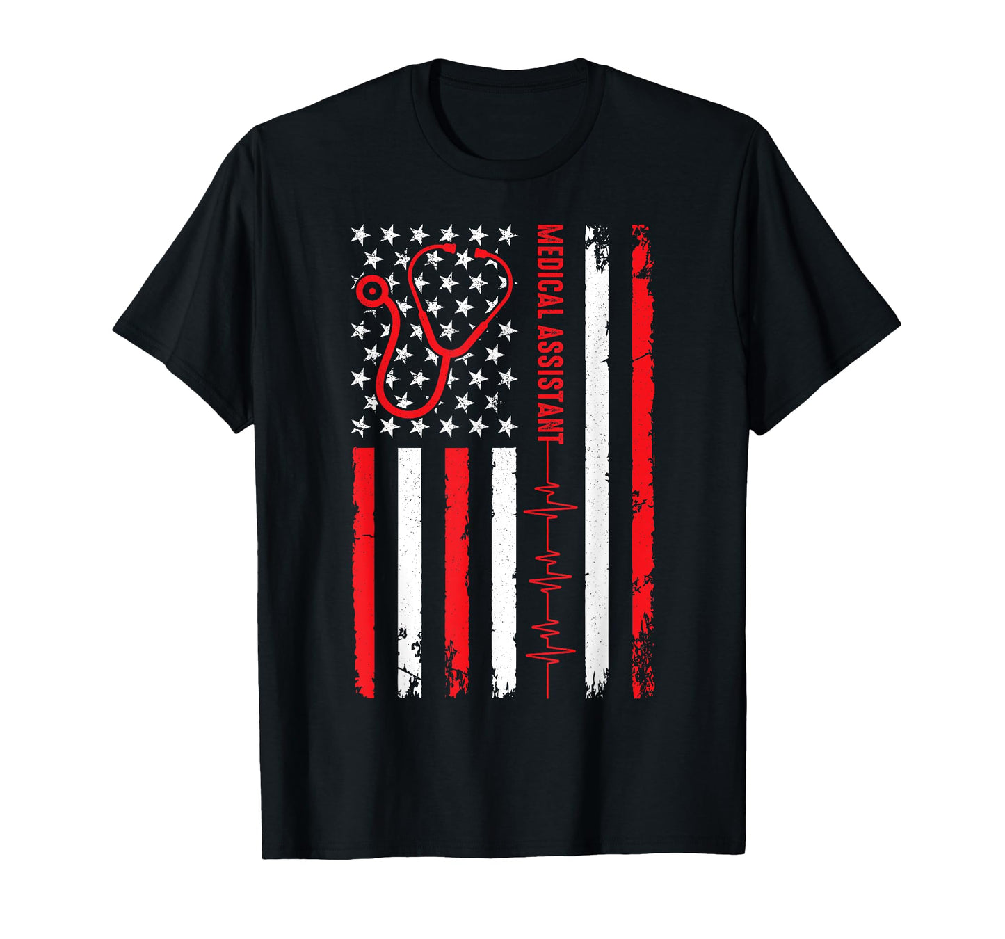 Patriotic Medical Assistant American Flag Nurse Heart T-Shirt