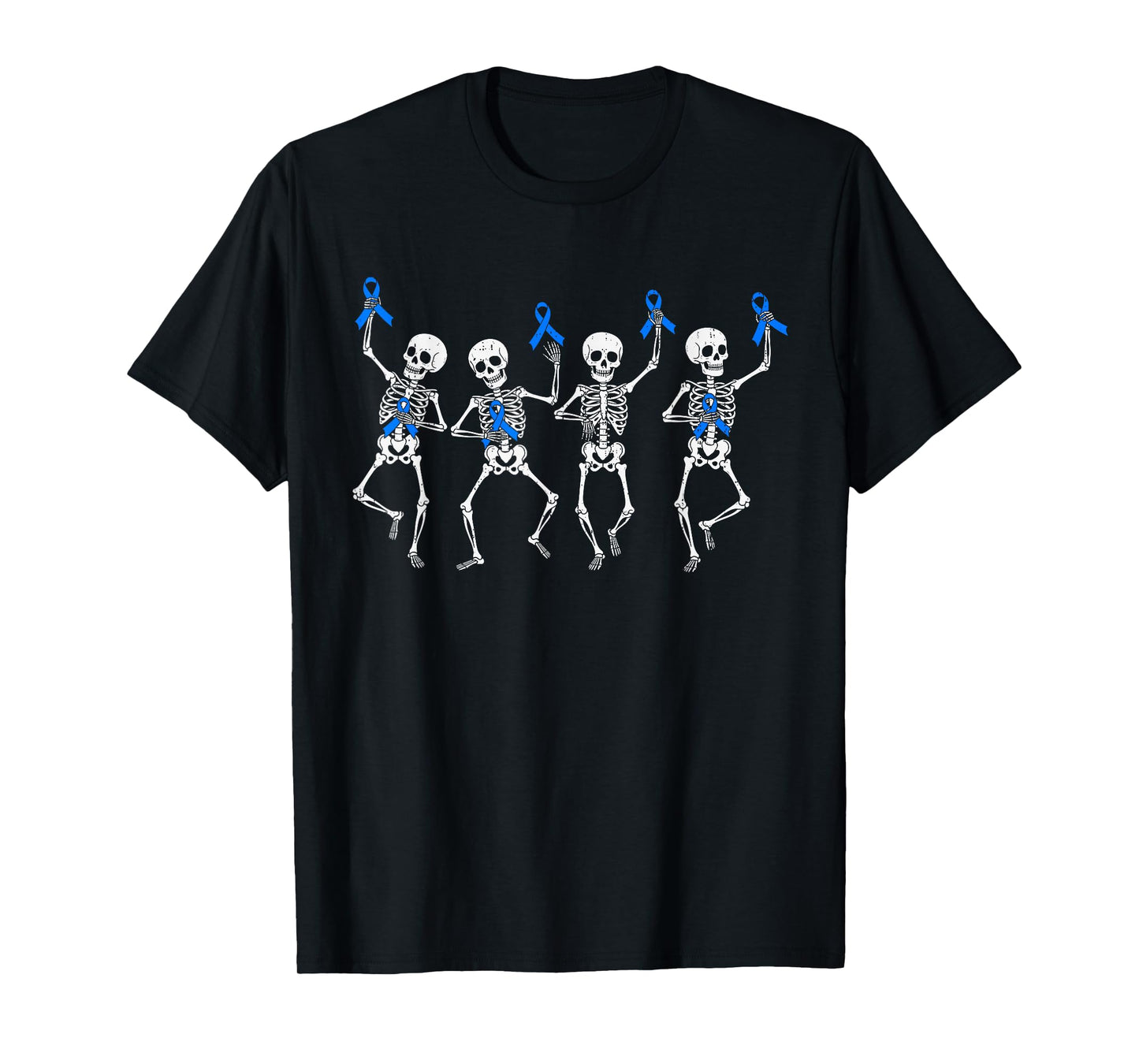 Dystonia Awareness Skeleton Ribbon Blue Support Boy Kid Girl T-Shirt