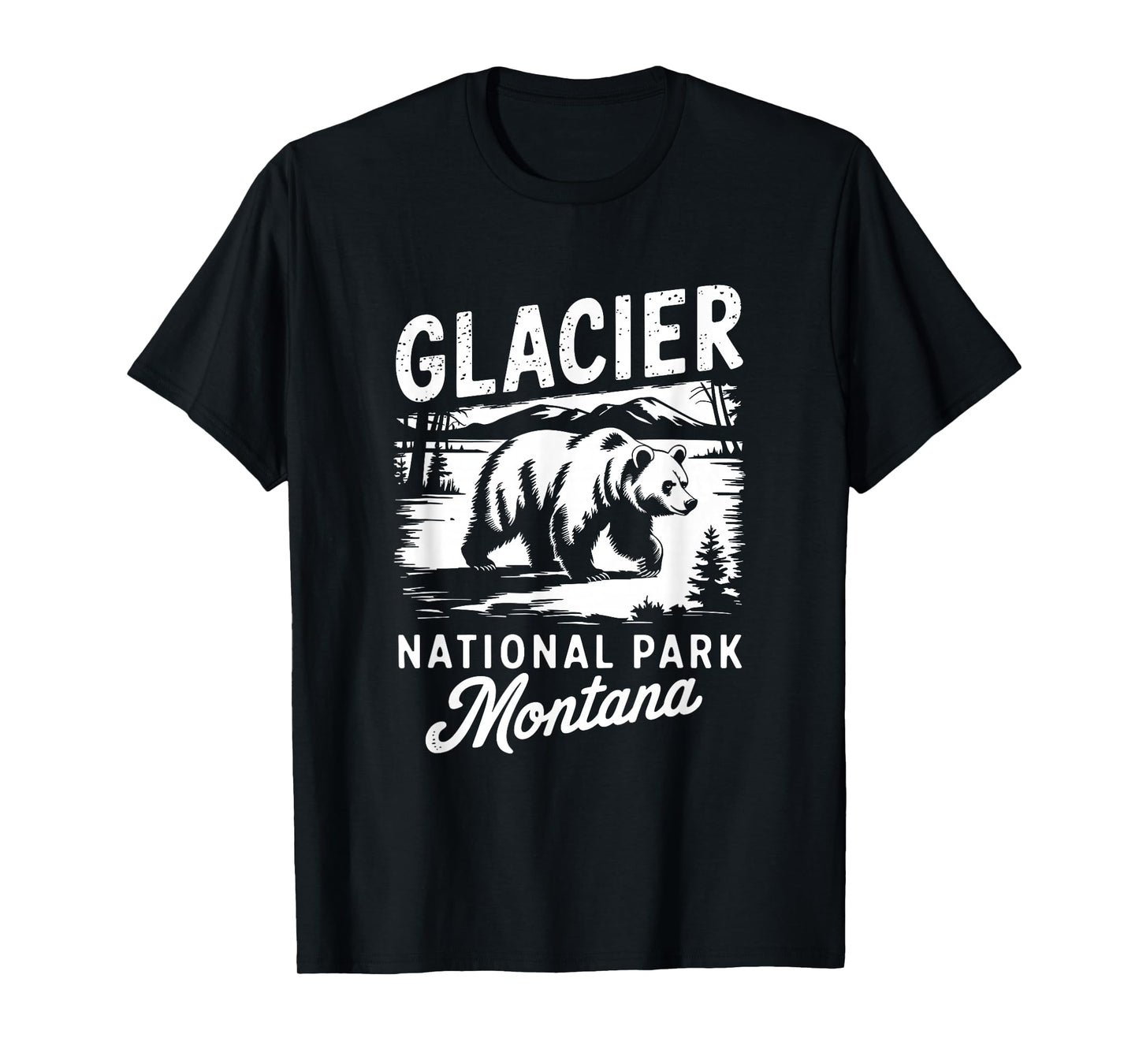 Glacier National Park Montana Bear Vintage Style T-Shirt