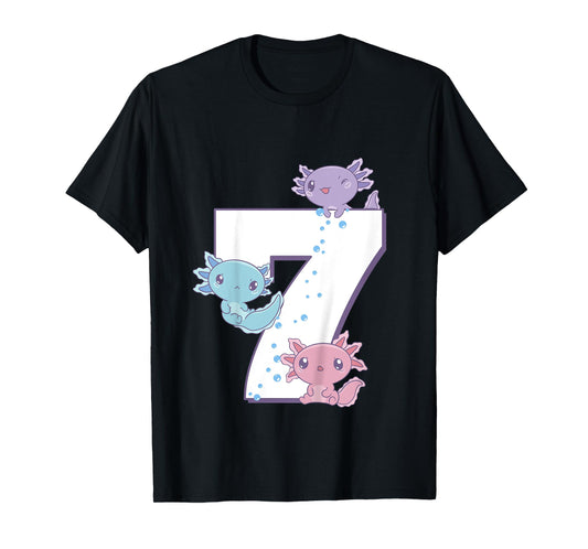Axolotl 7th Birthday - I'm 7 Daughter Girl's Birthday Party T-Shirt