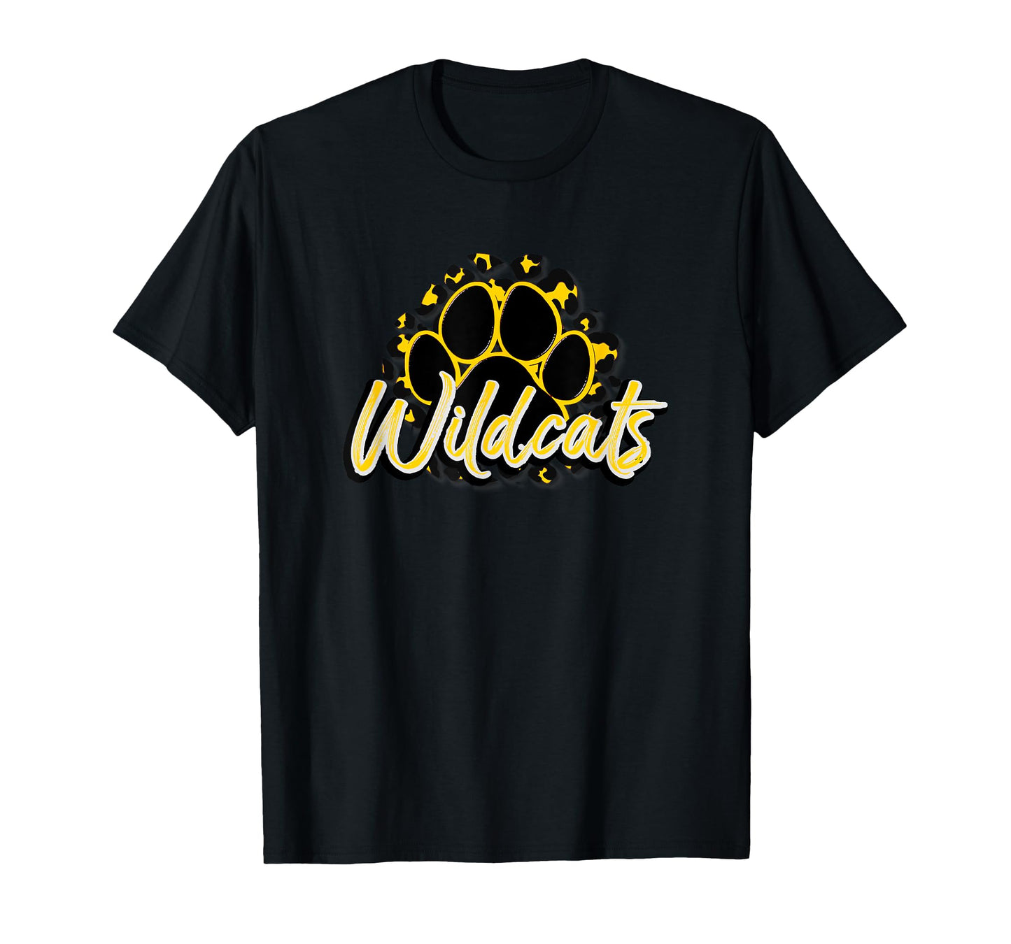 Wildcats Yellow Black Cheetah School Sports Fan Team Spirit T-Shirt